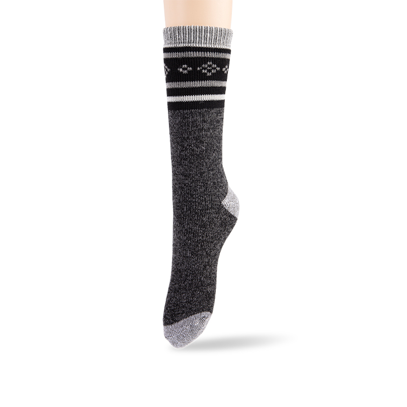 RZ114-1 Vintage Heather Gray Thickened Men's Cabin Socks with Brushed Terry Lining