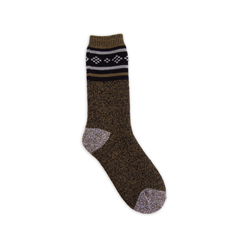 RZ114-1 Vintage Heather Gray Thickened Men's Cabin Socks with Brushed Terry Lining