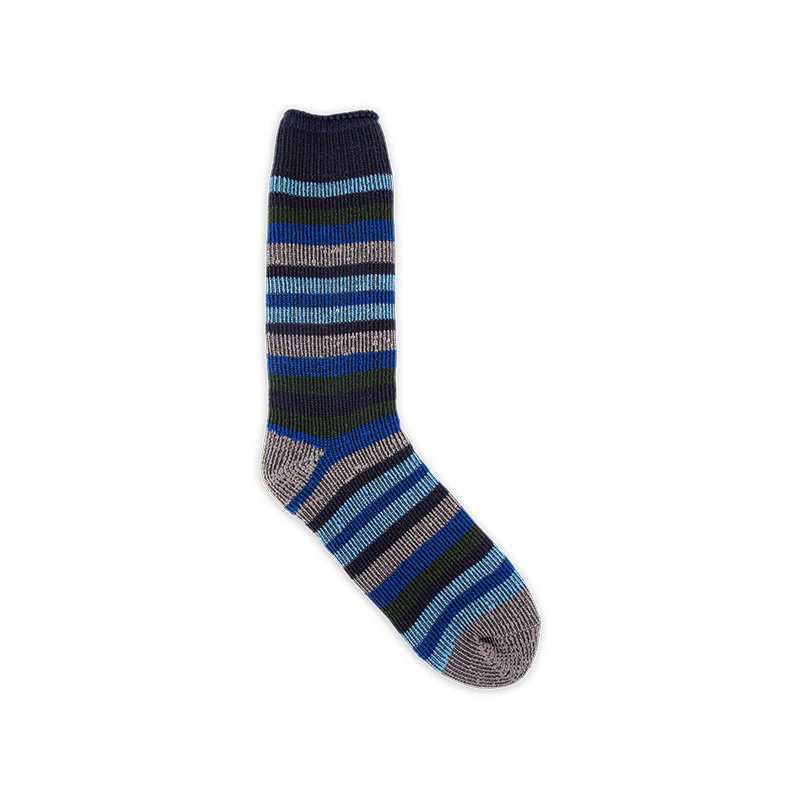 RZ114 Color-Block Striped Thickened Men's Boot Socks with Brushed Terry Lining